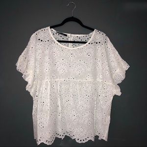 Plus Ruffle Sleeved Babydoll Style Top